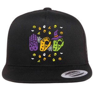 Boo Hands American Sign Language Pride Asl Halloween Flat Bill Trucker Hat