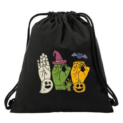 Boo Hands American Sign Language Pride Asl Halloween Witch Drawstring Bag