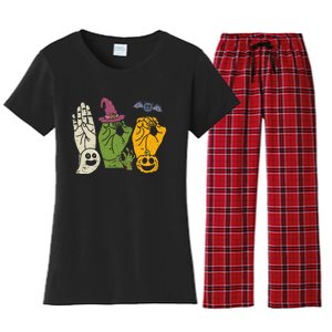 Boo Hands American Sign Language Pride Asl Halloween Witch Women's Flannel Pajama Set