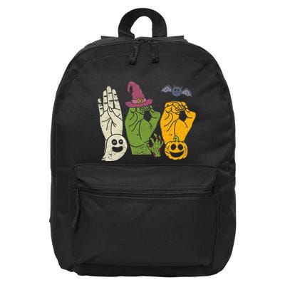 Boo Hands American Sign Language Pride Asl Halloween Witch 16 in Basic Backpack