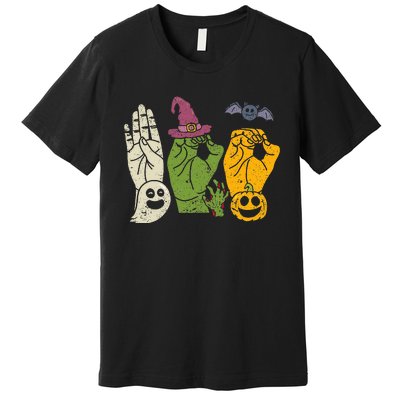 Boo Hands American Sign Language Pride Asl Halloween Witch Premium T-Shirt