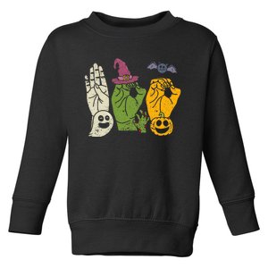 Boo Hands American Sign Language Pride Asl Halloween Witch Toddler Sweatshirt