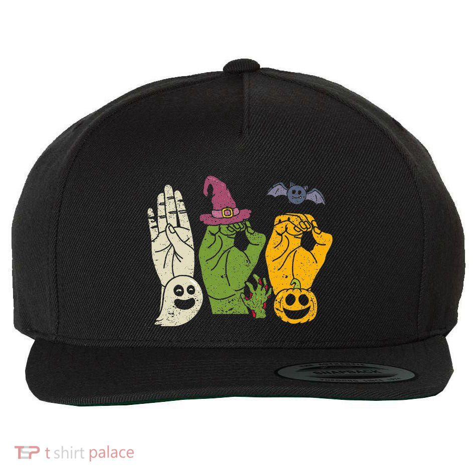 Boo Hands American Sign Language Pride Asl Halloween Witch Wool Snapback Cap