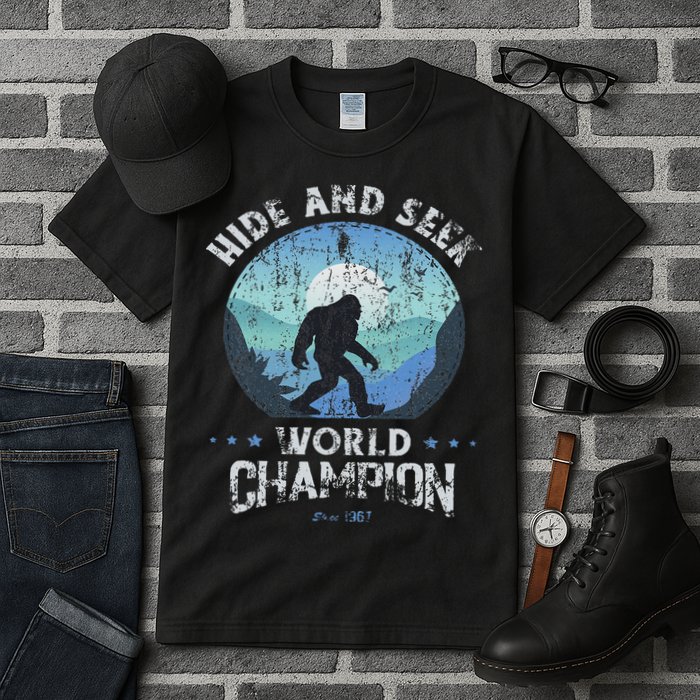 Bigfoo Hide And Seek, Bigfoot Hide And Seek Champion Tall T-Shirt