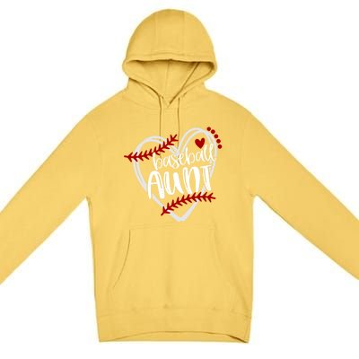 Baseball Heart Aun Auntie Gift Trendy Gift Premium Pullover Hoodie