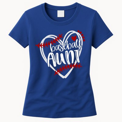 Baseball Heart Aun Auntie Gift Trendy Gift Womens T-Shirt