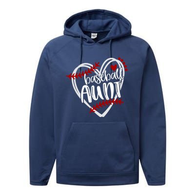 Baseball Heart Aun Auntie Gift Trendy Gift Performance Fleece Hoodie