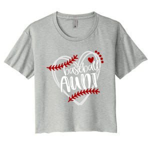 Baseball Heart Aun Auntie Gift Trendy Gift Women's Crop Top Tee