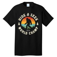 Bigfoot Hide And Seek World Champion Sasquatch Retro Vintage Tall T-Shirt