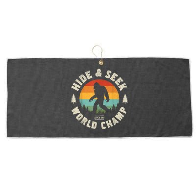 Bigfoot Hide And Seek World Champion Sasquatch Retro Vintage Large Microfiber Waffle Golf Towel