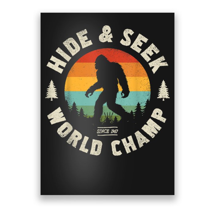 Bigfoot Hide And Seek World Champion Sasquatch Retro Vintage Poster