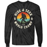 Bigfoot Hide And Seek World Champion Sasquatch Retro Vintage Tie-Dye Long Sleeve Shirt