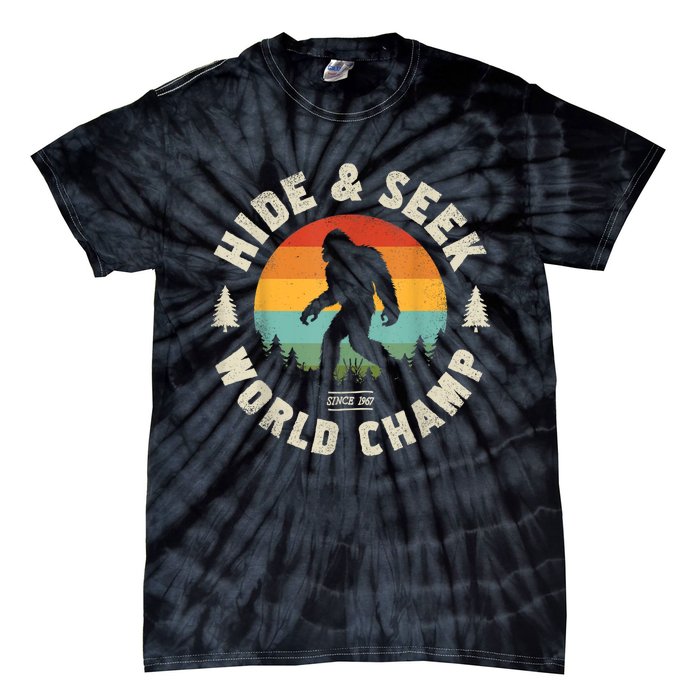 Bigfoot Hide And Seek World Champion Sasquatch Retro Vintage Tie-Dye T-Shirt