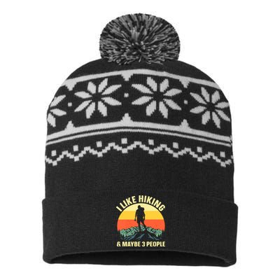 Best Hiking Art Mountaineer Hike Gear Vintage Hiking Gift USA-Made Snowflake Beanie