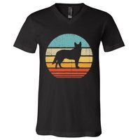 Blue Heeler Australian Cattle Dog Retro Vintage 70s Sunset V-Neck T-Shirt