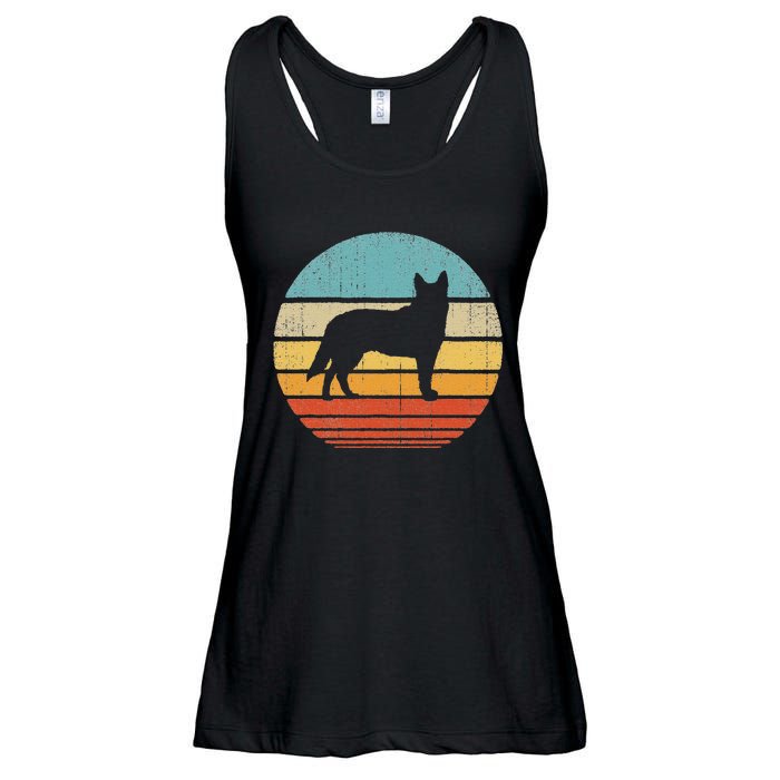 Blue Heeler Australian Cattle Dog Retro Vintage 70s Sunset Ladies Essential Flowy Tank