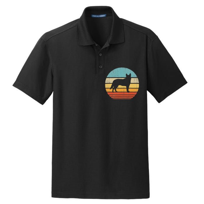 Blue Heeler Australian Cattle Dog Retro Vintage 70s Sunset Dry Zone Grid Polo