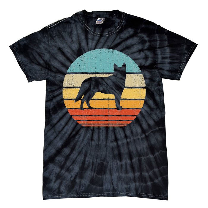 Blue Heeler Australian Cattle Dog Retro Vintage 70s Sunset Tie-Dye T-Shirt