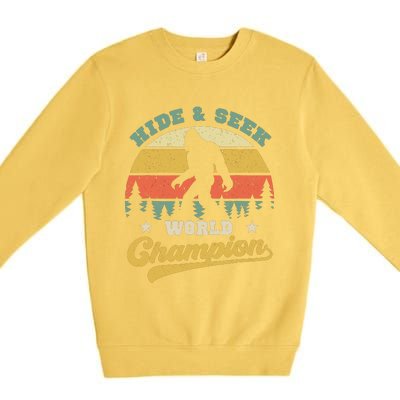 Bigfoot Hide And Seek World Champion Sasquatch Retro Vintage Premium Crewneck Sweatshirt