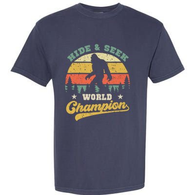 Bigfoot Hide And Seek World Champion Sasquatch Retro Vintage Garment-Dyed Heavyweight T-Shirt