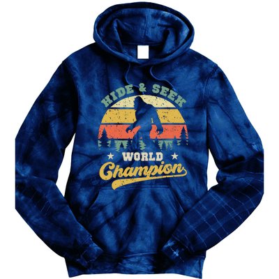 Bigfoot Hide And Seek World Champion Sasquatch Retro Vintage Tie Dye Hoodie