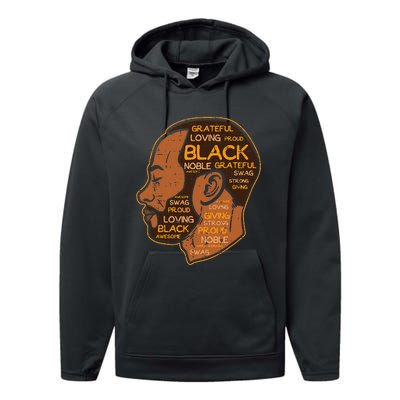 Black History Afro Man Words African American Father Dad Performance Fleece Hoodie