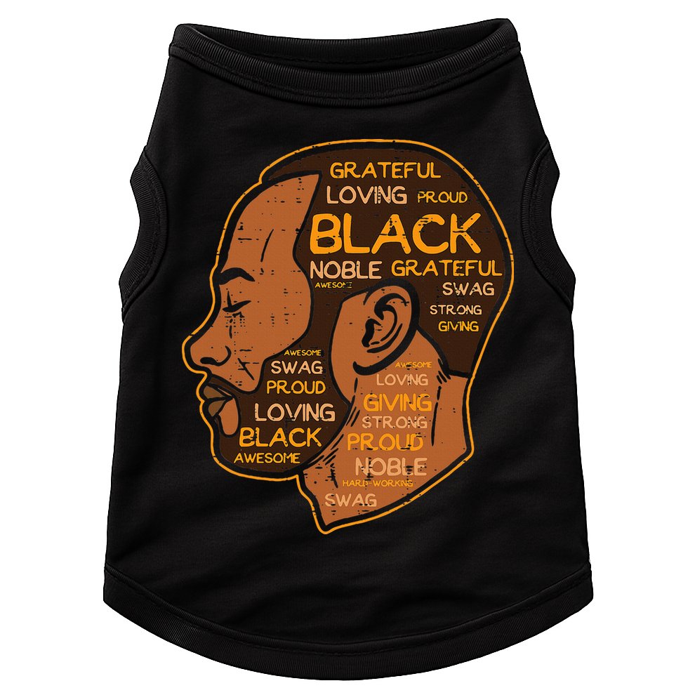 Black History Afro Man Words African American Father Dad Doggie Tank