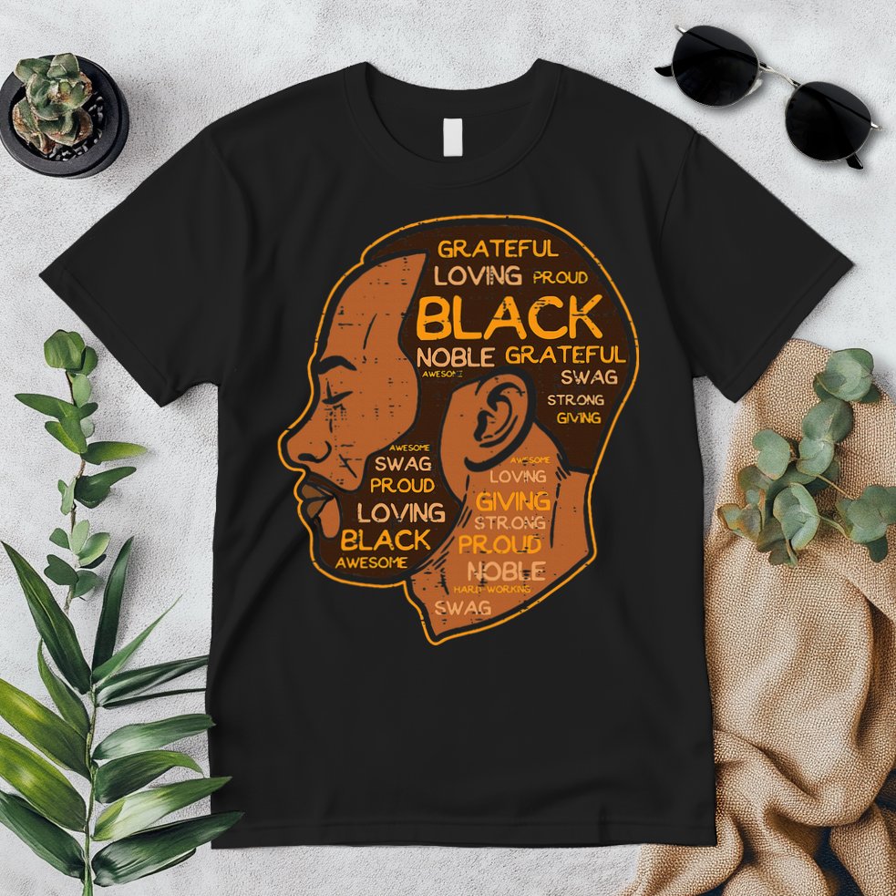 Black History Afro Man Words African American Father Dad Premium T-Shirt