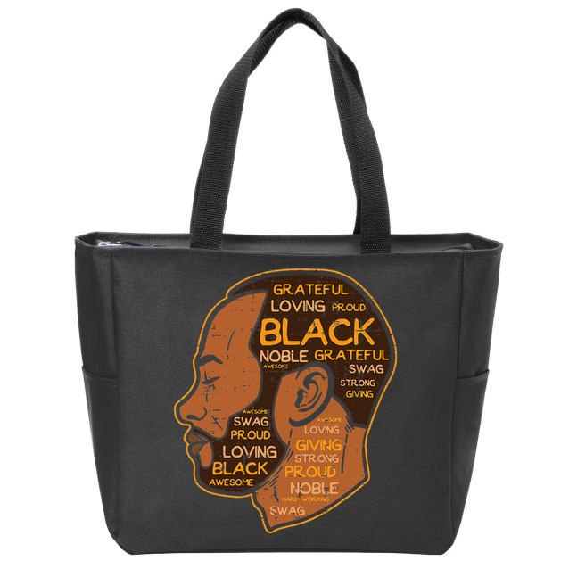 Black History Afro Man Words African American Father Dad Zip Tote Bag