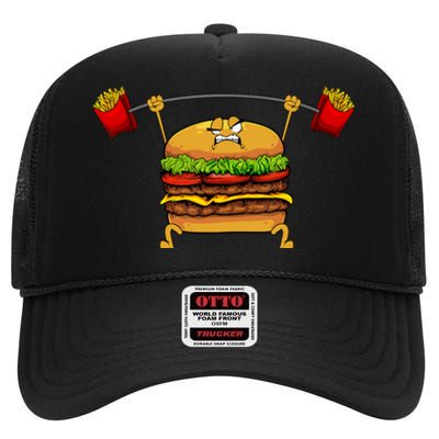 Best Hamburger Art Cheeseburger Fast Food Lovers High Crown Mesh Back Trucker Hat