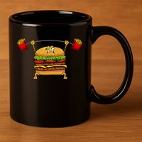 Best Hamburger Art Cheeseburger Fast Food Lovers 11oz C Handle Ceramic Mug