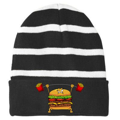 Best Hamburger Art Cheeseburger Fast Food Lovers Striped Beanie with Solid Band