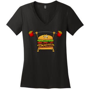 Best Hamburger Art Cheeseburger Fast Food Lovers Women's V-Neck T-Shirt