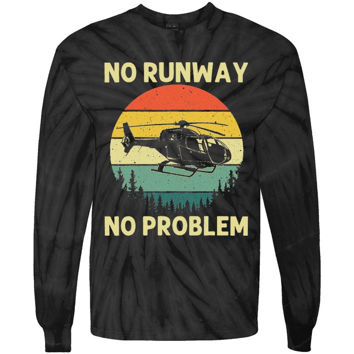 Best Helicopter Art Aircraft Helicopter Pilot Tie-Dye Long Sleeve Shirt