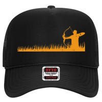 Bow Hunting Archer In Grass Archery Hunter High Crown Mesh Back Trucker Hat