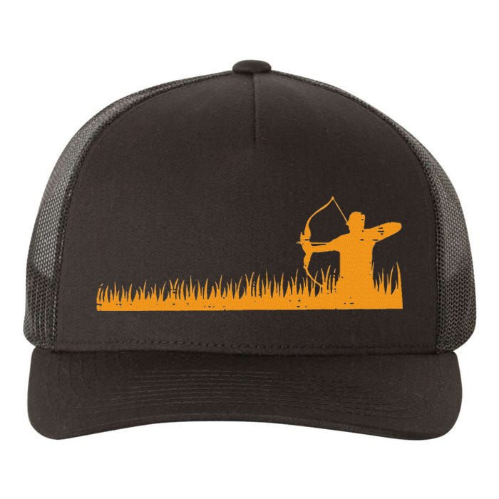 Bow Hunting Archer In Grass Archery Hunter Yupoong Adult 5-Panel Trucker Hat