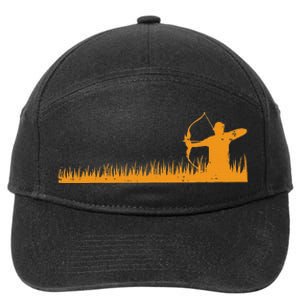 Bow Hunting Archer In Grass Archery Hunter 7-Panel Snapback Hat