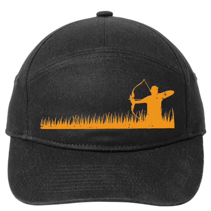 Bow Hunting Archer In Grass Archery Hunter 7-Panel Snapback Hat