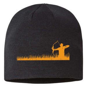 Bow Hunting Archer In Grass Archery Hunter Sustainable Beanie