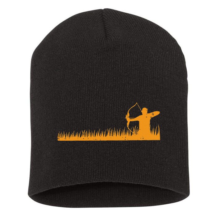 Bow Hunting Archer In Grass Archery Hunter Short Acrylic Beanie