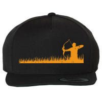 Bow Hunting Archer In Grass Archery Hunter Wool Snapback Cap