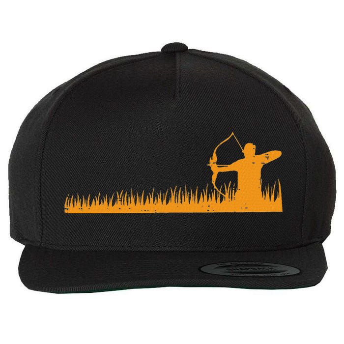 Bow Hunting Archer In Grass Archery Hunter Wool Snapback Cap