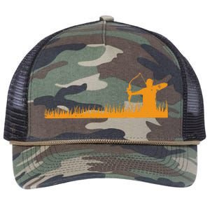 Bow Hunting Archer In Grass Archery Hunter Retro Rope Trucker Hat Cap