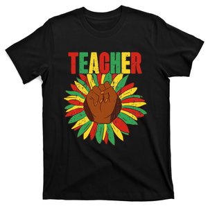 Black History African American Teacher Juneteenth Flower T-Shirt