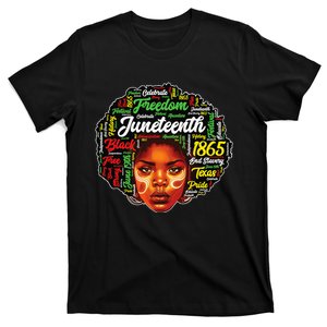 Black History Afro Queen Melanin Word Art Wo Juneteenth T-Shirt