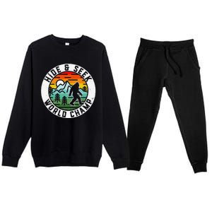 Bigfoot Hide And Seek World Champ Sasquatch Silhouette Premium Crewneck Sweatsuit Set