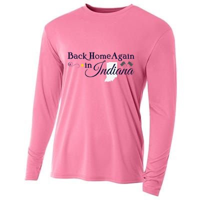 Back Home Again Indiana Checkered Flag Cooling Performance Long Sleeve Crew