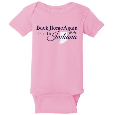 Back Home Again Indiana Checkered Flag Baby Bodysuit