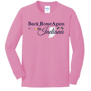 Back Home Again Indiana Checkered Flag Kids Long Sleeve Shirt