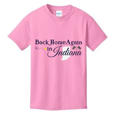 Back Home Again Indiana Checkered Flag Kids T-Shirt